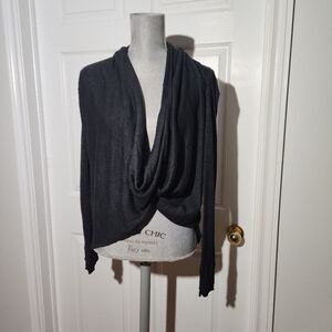 lululemon athletica Black Draped Open-Front Sweater